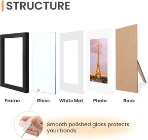 Bluesail BS018 độ nét cao kính 11x14 hình ảnh khung Set <span class=keywords><strong>3</strong></span> A4 Kích thước khung ảnh màu đen cho tường/bàn hiển thị <span class=keywords><strong>8x10</strong></span> mat - Product Image 3