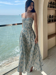 Vestido Personalizable para Mujer, Estilo Romántico Francés con Estampado Floral, Vestido Amarillo con Estampado Floral para Mujer, Vestido de Playa para Verano - Product Image 2