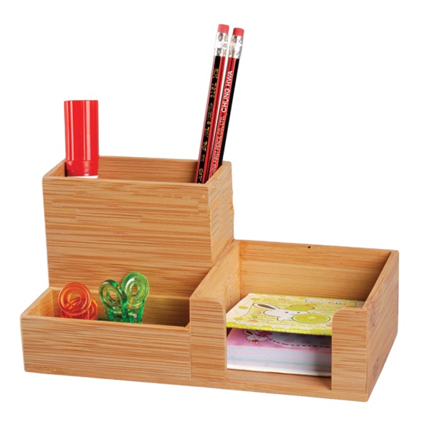Bamboo Desktop Organizer, Pencil holder, Bamboo Office Stationery Storage Organizer