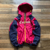 Veste coupe-vent surdimensionnée personnalisée, imperméable, en nylon léger, coupe-vent d'extérieur, à capuche, color block, style streetwear vintage