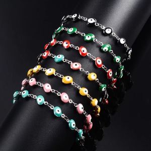 Bracelet en acier inoxydable de 6 mm de large avec chaîne œil turc, pour femme et fille, également utilisable comme bracelet de cheville, accessoires de bijoux d'été pour la main et le pied - Product Image 1