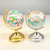Globe en cristal avec support métallique, gravé au laser et sablé, décoration d'intérieur pour salon ou bureau