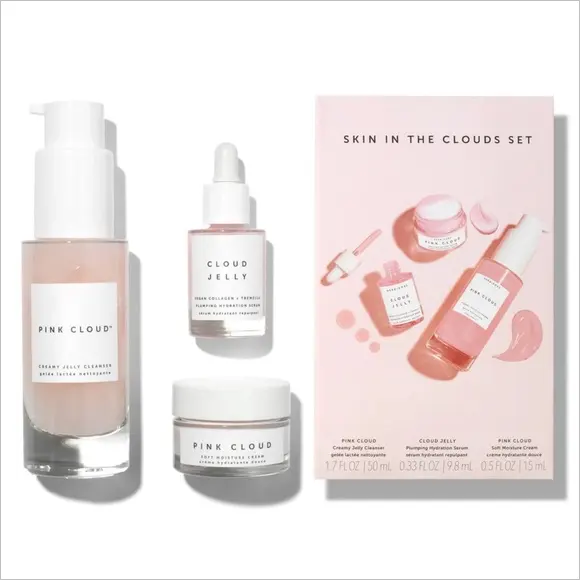 Pink Cloud Creamy Jelly Reinigungsmittel Überfütterung Hydratation Serum weiche Feuchtigkeit Creme Gesichtspflege-Set für alle Hauttypen