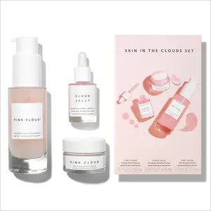 Pink Cloud Creamy Jelly Cleanser Plumping Hydration Serum Soft Moisture Cream Face Care Set For All Skin Types