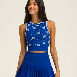 Conjuntos de Dos Piezas de Ropa Deportiva para Mujer, Tops sin Mangas para Yoga y Fitness al Aire Libre, y Faldas de Tenis Plisadas, con Impresión Personalizada - Product Image 1