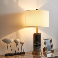 Lampe de table moderne en nickel brossé avec interrupteur à intensité variable, lampe de table de projet avec base en béton et marbre pour hôtels et centres commerciaux