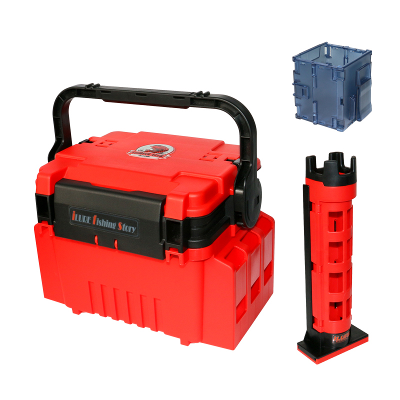 Rouge (1 boîte de pêche + 1 support de canne à pêche + 1 porte-gobelet pliant)