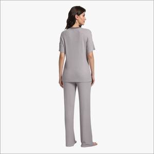 Women's Sleepwear Waffle Long Sleeve Trousers Home <b>Pajamas</b> Suit Female Loungewear Women Sets Home Wear Suits - Product Image 2