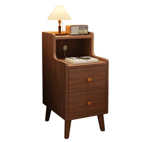 Nouvelle table de chevet de style chinois avec 2 tiroirs et étagère ouverte, en panneau écologique, pour chambre à coucher avec port de charge