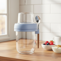 Bocaux en verre pour overnight oats avec séparation sec/humide, préparation de repas, type Mason Jar avec couvercles, compatibles vapeur et alimentaires
