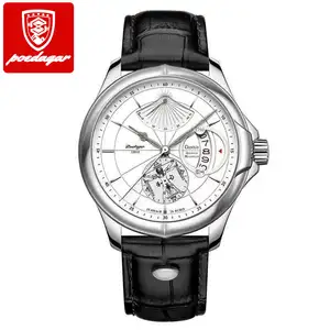POEDAGAR 802 New Men's Sport Watches Chronograph Design Quartz Wristwatch Waterproof Date Leather Clock Luxury Men Watch Man
