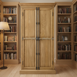 Bibliothèque rustique vintage à 2 portes en bois massif avec portes fermées, grande capacité de rangement pour la maison, le bureau ou la bibliothèque - Product Image 6