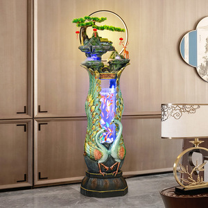 Aquarium de style chinois en forme de paon avec fonction d'eau circulante pour la décoration d'angle de salon ou d'entrée - Product Image 2