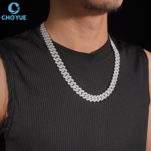 Collar de Plata de Ley 925 con Eslabones Cubanos y Moissanita, Joyería Diaria Unisex, Estilo Hip Hop para Hombre - Product Image 4