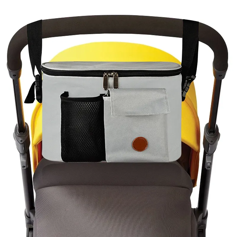 Portable noir matelassé poussette Nappy transporteur stockage couches Caddy sac voyage fourre-tout universel bébé poussette organisateur