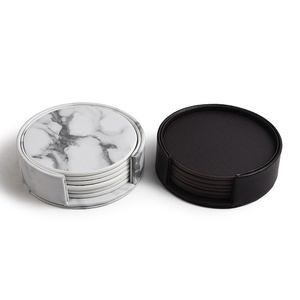 Sous-verre en cuir PU à prix d'usine, couleur personnalisée, avec base fixe - Product Image 1