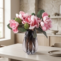 Bouquet de Magnolias Artificiels Réalistes en Soie, Composition Florale Multi-Têtes pour Décoration Maison, Mariage, Table à Manger