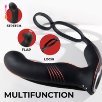 Masseur de prostate vibrant avec fonction de tapotement, plug anal, masturbateur masculin, fonction de retenue du sperme, silicone, étanche IPX7, 9 vibrations