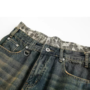 Shorts Vintage Jorts Patchwork Jorts jeans con nappine <span class=keywords><strong>pantaloni</strong></span> larghi <span class=keywords><strong>Bermuda</strong></span> Be Hombre pantaloncini in Denim da uomo - Product Image 3