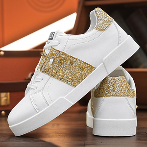Nuove scarpe da uomo a buon mercato di alta qualità sotto i 10 dollari Design di lusso italia Glitter oro Casual Sneaker giovane grosso prezzo basso di marca - Product Image 5