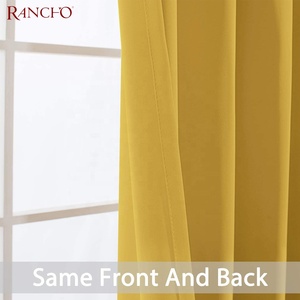 Tende stile europeo tende <span class=keywords><strong>arredamento</strong></span> giallo senape tende gommino oro - Product Image 5