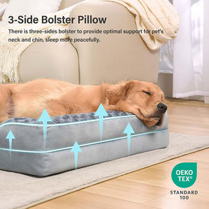 Factory Custom High Quality Gray Plush Orthopedic <strong>Memory</strong> <strong>Foam</strong> Large <strong>Dog</strong> Pet <strong>Bed</strong> Wholesale Rectangular 4 Sided Pillow <strong>Dog</strong> <strong>Bed</strong> - Product Image 3