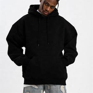 Sweat à capuche noir en coton polaire Streetwear de haute qualité Pull à capuche avec logo personnalisé Sweat à capuche pour hommes de grande taille - Product Image 2