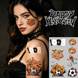 Autocollants de tatouage temporaire lumineux pour Halloween, motifs fantômes et chauves-<span class=keywords><strong>souris</strong></span> qui brillent dans le noir, faux tatouages pour enfants, fournitures de fête, art corporel imperméable - Product Image 4