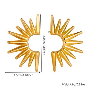 Geometric Gold Plated Stainless Steel Cuff Earrings For Party Fashion Jewelry - Product Image 4
