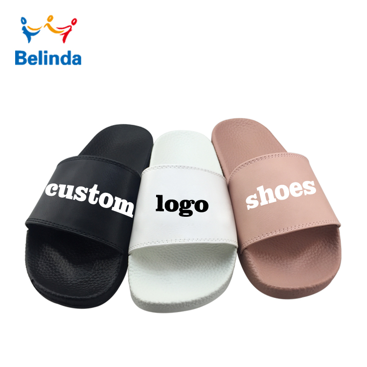 Дизайнерская обувь из искусственной кожи, женские сандалии, выполненные с напечатанным логотипом, женские тапочки на заказ