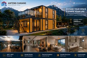 Maison conteneur modulaire préfabriquée extensible à deux étages avec balcon vitré pour projet de villa de vacances en zone panoramique - Product Image 6