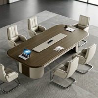 Ensemble de table et chaises de conférence modernes pour 6 à 8 personnes, table de réunion de bureau en bois rectangulaire, mobilier de salle de conférence