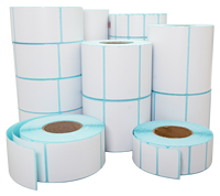 Rouleaux d'autocollants d'étiquettes thermiques Autocollant en papier thermique vierge ou imprimé Rouleau d'étiquettes à code-barres zébrées Étiquette d'emballage synthétique