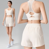 Ensembles d'entraînement personnalisés avec logo pour femmes, tenue de yoga courte, ensemble de fitness 2 pièces avec hauts en maille patchwork, ensemble de course et de yoga pour femmes, ensembles de fitness pour la gym