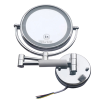 Modern Magnifying Shower Mirror With LED Makeup Mirror Wall Mount Foldable 3x Times Double-sided Illuminated Shaving Mirror
