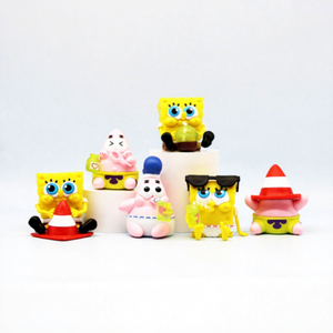 Set de 6 Figuras de Acción de PVC de Bob Esponja, Modelo de Juguete de Dibujos Animados, Adorno SHILI, Escala 1:100, Edades 5+ - Product Image 1