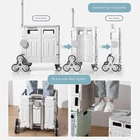 Chariots pliants utilitaires à poignée noire et blanche, poussette pour animaux de compagnie, chariot de rangement en plastique, chariot de marché, de camping, de promenade, 4 ou 8 roues
