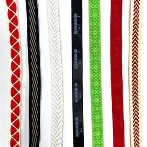 individuell bedrucktes jacquard-geprägtes logo nylon elastische bänder für t-shirt sportkleidung gewebtes halzband kleidungsstück rückseite schwarzes halzband