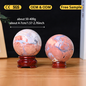 High Quality Polishing <b>Crystal</b> Sphere Natural Pink Flower Agate Sphere <b>Ball</b> for Fengshui Decoration - Product Image 2