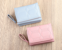 Dompet pendek wanita, dompet kartu penghalang RFID, dompet koin tahan air, dompet pendek kulit PU gaya Korea trendi