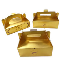 Emballage de luxe haut de gamme, effet de gaufrage à l'or, boîte à pâtisserie, boîte cadeau premium, emballage en carton doré pour pâtisserie avec poignée
