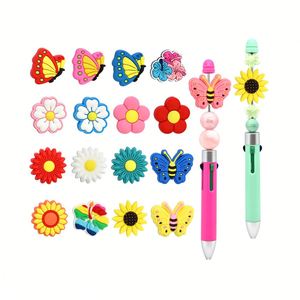 Divertidos y Personalizables para Bolígrafos: Agrega un Toque de Personalidad con Dijes Desmontables de PVC - Flores y Mariposas - Product Image 1