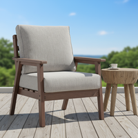 Fauteuil de salon d'extérieur en polybois HDPE résistant aux intempéries, canapé de patio luxueux à assise profonde avec coussins imperméables