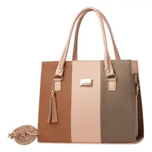 Bolso Tote para Mujer Fana Irem, Color Camel, Diseño con Paneles de Antimonio, Solapa con Borla, Correa Extraíble, Uso Diario - Product Image 3