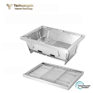 Outdoor Camping Stainless Steel Folding Picnic Combo <b>BBQ</b> <b>Table</b> <b>Table</b> <b>BBQ</b> Stove Wood Stove <b>Table</b> - Product Image 1