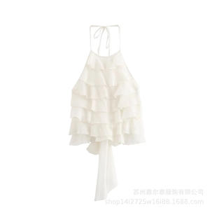 ZAR夏季新款女装欧美风法式设计时尚休闲风格高腰3D效果挂脖 - Product Image 5