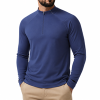 Haut de sport athlétique pour homme à manches longues, col montant zippé, design OEM, coupe ajustée, doux, respirant, séchage rapide, pour entraînement en salle de sport