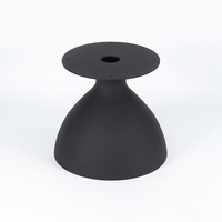 Table d'appoint ronde en placage de bois MDF, piétement en fer noir mat en forme d'ampoule, table basse