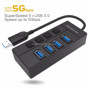 4 puertos USB <span class=keywords><strong>hub</strong></span> de alta velocidad por, <span class=keywords><strong>hub</strong></span> USB con interruptor de alimentación individual - Product Image 5