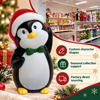 Ornement de Noël LED Pingouin avec Chapeau de Père Noël, Écologique, Étanche, Décoration de Noël Durable en Plastique pour Utilisation Intérieure/Extérieure